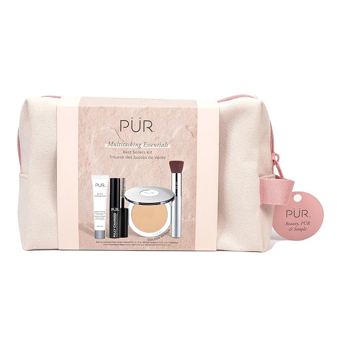 PÜR Beauty Multitasking Essentials Best Sellers Kit, Everyday Look Deluxe Kit, Condition & Moisturize Skin, Cruelty Free, Golden Medium-Velvo Beauty