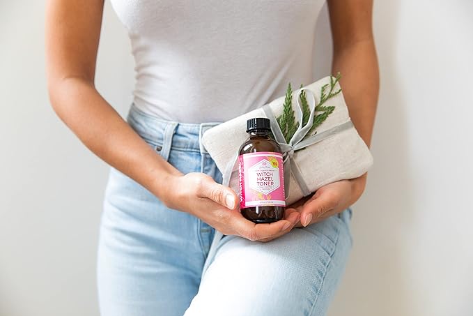 Witch Hazel Alcohol Free Toner by Leven Rose, 100% Pure Organic Facial Rose Water with Rose Petals, Calendula, Cucumber, and Chamomile Flower 4 oz-Velvo Beauty