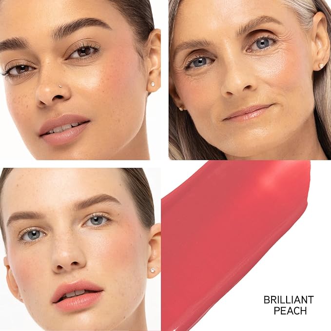 Physicians Formula Mineral Wear®Diamond Filler Cheek & Lip Color, Serum-to-Cream Multi-Use Liquid Blush Formula, Plumps & Smooths for Fuller Looking Cheeks & Lips, Monochromatic Look - Brilliant Peach-Velvo Beauty