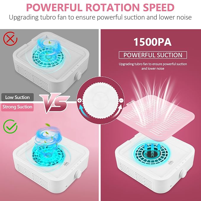 LIONVISON Nail Dust Collector for Salons: Vacuum Fan Dust Suction Machine for Beginners DIY - Manicure Pedicure Tool with Reusable Filter for Home-Velvo Beauty