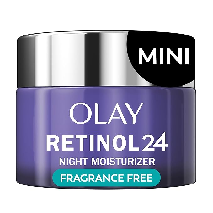 Olay Retinol 24 Face Moisturizer, Anti-Aging Night Cream for Women, Trial Size, Fragrance-Free, Non Greasy - Anti-Wrinkle, Smooth Fine Lines, Tightening Skin Care - Peptides, Glycerin, 0.5 Oz-Velvo Beauty