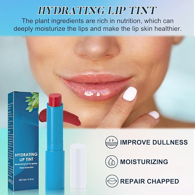 Thrives Lip Tint Hydrating,Strong Moisturizing Effect Tinted Lip Balm Bulk,Sheer Strength Hydrating Lip Tint,Hydrating Lipstick, Nourishing Ingredients Moisture Lip Tint,Non-Sticky All Day Lip Care-Velvo Beauty