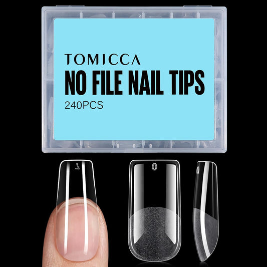 TOMICCA Medium Square Nail Tips Gel Tips Half Matte Acrylic Fake Nails 240Pcs Full Cover False Nails 12 Sizes for Nail Extension Home DIY Salon-Velvo Beauty