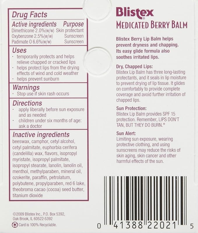 Blistex Medicated Berry Lip Balm, 3 pack-Velvo Beauty