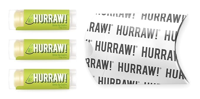 Hurraw! Lime Lip Balm, 3 Pack: Organic, Certified Vegan, Cruelty and Gluten Free. Non-GMO, 100% Natural Ingredients. Bee, Shea, Soy and Palm Free. Made in USA-Velvo Beauty
