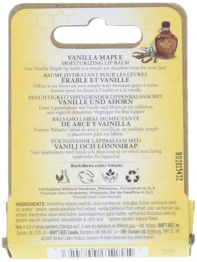 Burts Bees Vanilla Maple Lip Balm, 4.25 GR-Velvo Beauty