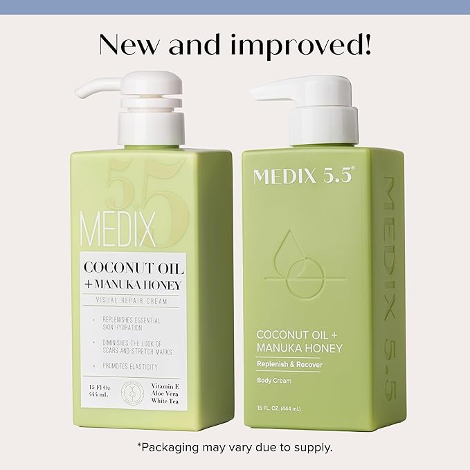 MEDIX Coconut Body Lotion + Manuka Honey Cream | Natural Coconut Oil Lotion For Women & Men | Moisturizer Cream Body Butter Skin Care Balm For Stretch Marks, Cellulite, & Dry Skin, 15 Fl Oz-Velvo Beauty