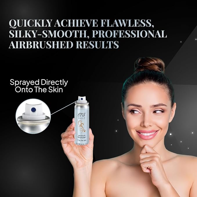 ERA Rayz spray on bronzer (3 By The Sea, 1.5 oz) - airbrush makeup, everyday, buildable, professional aerobrush cosmetics by Era Beauty-Velvo Beauty