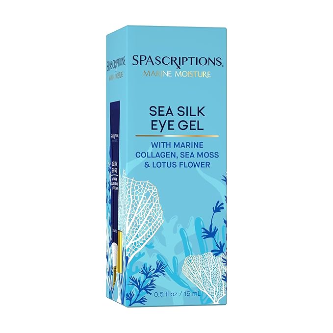Spascriptions Marine Moisture Sea Silk Eye Gel, 0.5 fl oz (pack of 1), Under-Eye Gel Moisturizer with Natural Marine Collagen, Cruelty Free-Velvo Beauty