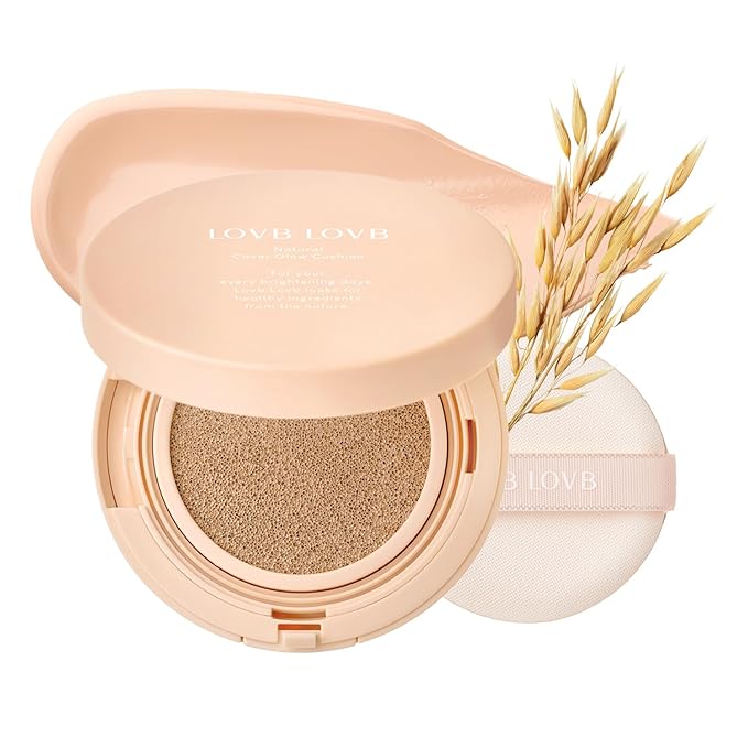 Natural Cover Glow Cushion Foundation | Korean Foundation Makeup | Long-Lasting Buildable Coverage | Lightweight and Moisturizing | Flawless Finish 0.42oz (21P Porcelain Ivory)-Velvo Beauty