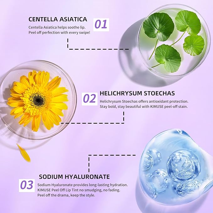 KIMUSE Lip Stain Masque: Peel Off Lip Stain Long Lasting Waterproof 12HR Transfer Proof & Hydrating Tint, Instant Lip Color With Natural Matte Effects, Vegan & Easy To Use-Velvo Beauty