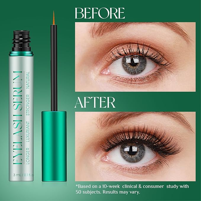 Eyelash Growth Serum: Promotes natural lash growth for longer, thicker, and stronger lashes while nourishing lash health. Vegan, cruelty-free & gentle on sensitive eyes. 3mL (2-month supply)-Velvo Beauty