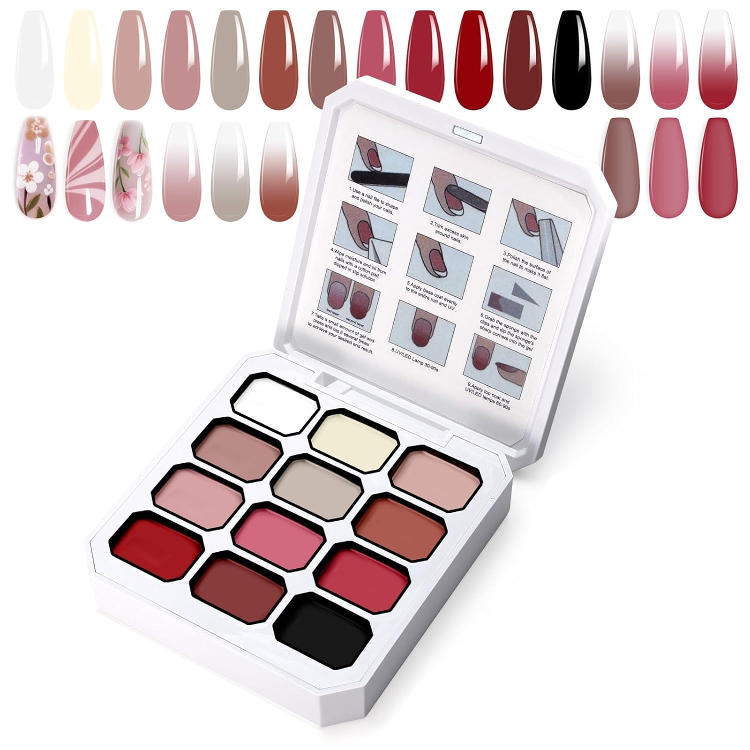 Gradient Painting Gel, 12 Colors Ombre Gel Nail Polish for Pigmented Pat Painting Gel French Manicure No-wipe Soak of UV DIY Art Home Salon Palette Chiffon Hues-Velvo Beauty