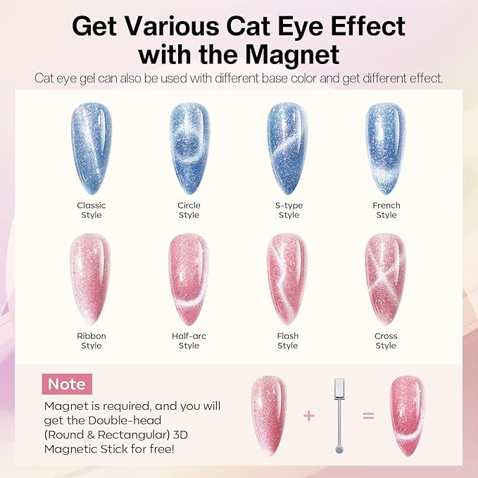 modelones Holographic Glitter Cat Eye Gel Nail Polish Kit 6 Colors with Magnet Romantic Rainbow Galaxy Series Pastel Gel Polish Soak Off Led Gel Nail Polish Set Nail Art Gel Manicure Salon DIY Gifts-Velvo Beauty