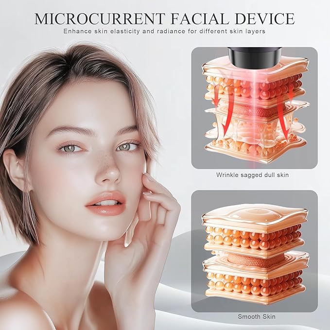 Microcurrent Facial Device, BNU 3-in-1 Light Therapy Beauty Massager for Wrinkle, Lifting, Firming, Puffiness Reduction and Promote Absorption, 4 Level Skin Tightening Machine for Face, Neck and Eye-Velvo Beauty