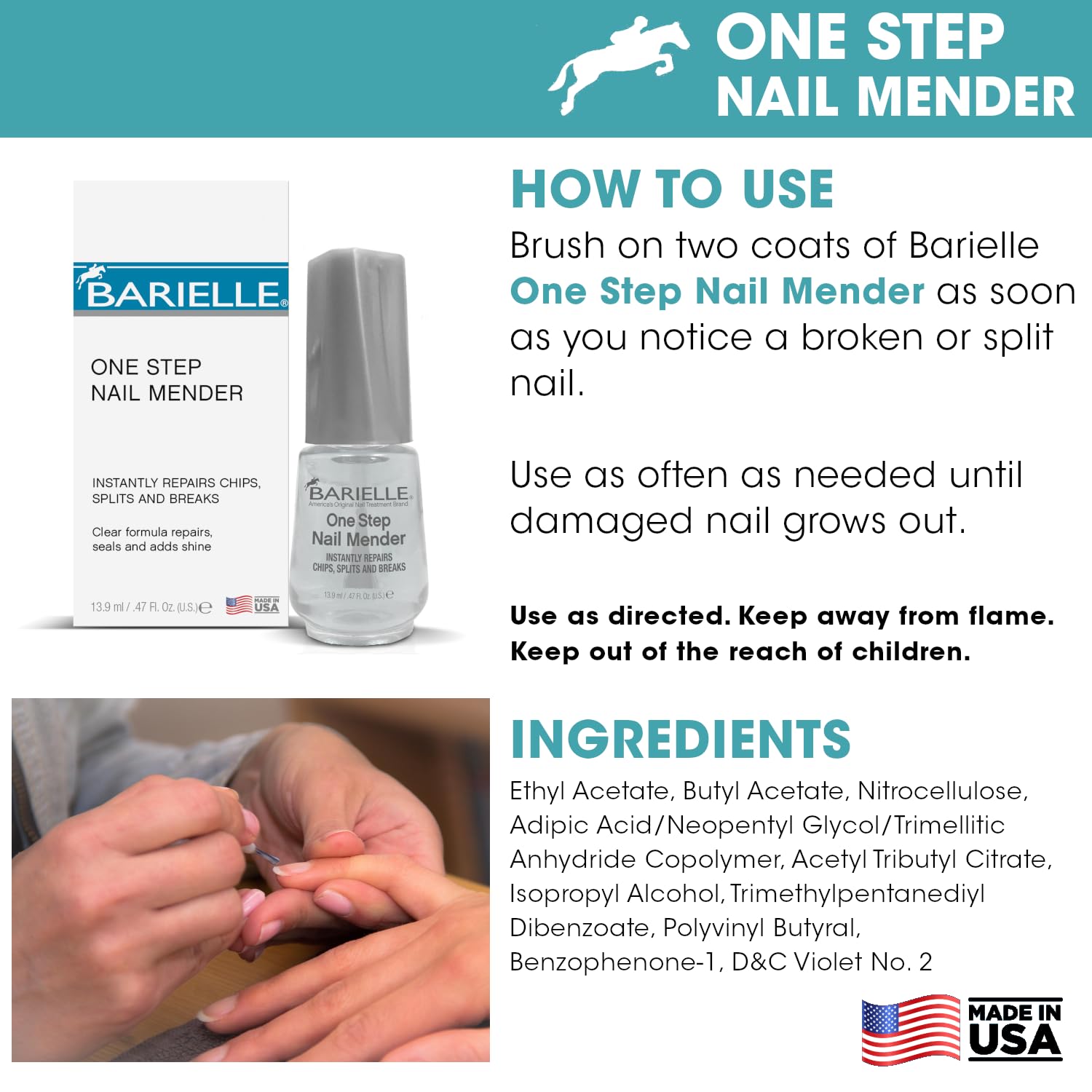 Barielle One Step Nail Mender .47 oz. - Repairs Split, Chipped and Damaged Nails Clear-Velvo Beauty