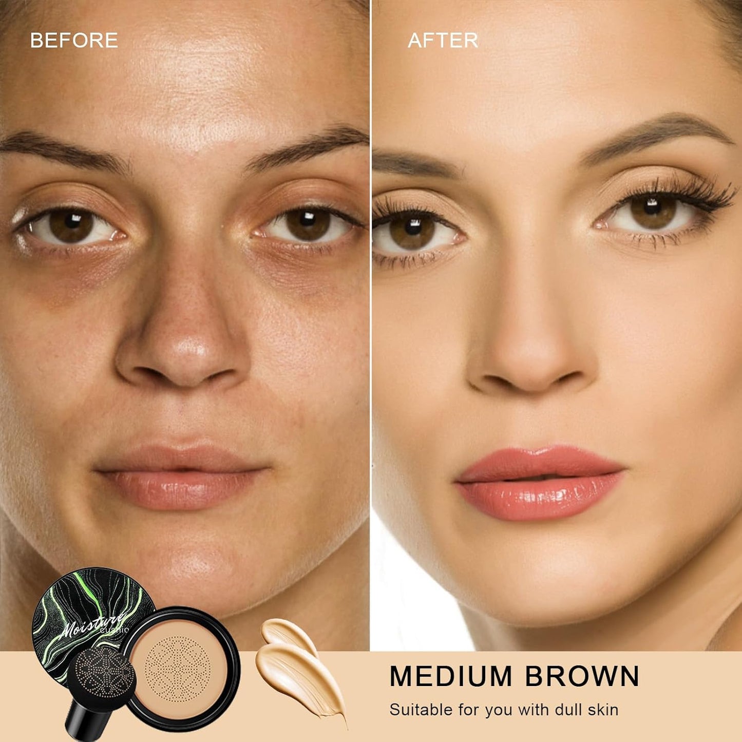 Mushroom Head Air Cushion CC Cream - BB Cream Face Makeup for Mature Skin, Moisturizing Cover Balm Foundation & Long-Lasting Color Correcting Concealer, Even Skin Tone for All Skin Types-Velvo Beauty