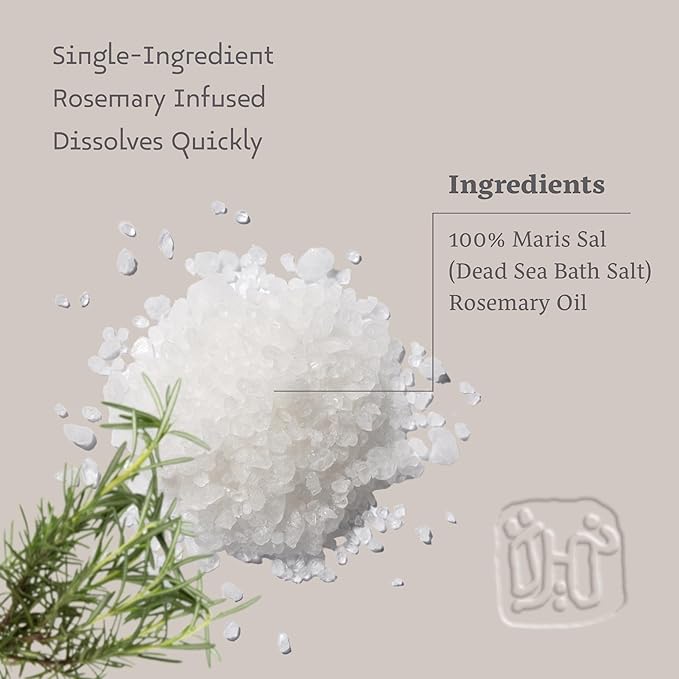 Dead Sea Salts for Soaking - Relaxing Salt Bath Soak for Body Rejuvenation - Natural Mineral Salts - Coarse Dead Sea Salt Bath Salts for Women & Men w/Rosemary Essential Oil (2.2lb)-Velvo Beauty