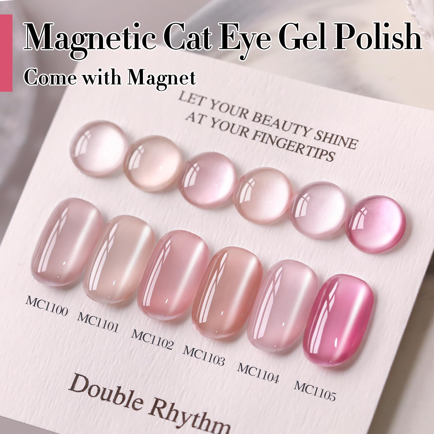Double Rhythm Jelly Glass Cat Eye Gel Polish with Magnet 15ML Holographic Glitter Shimmer Translucent Sheer Color Magnetic Nail Polish Salon DIY at Home (Jelly Nude-MC1103)-Velvo Beauty
