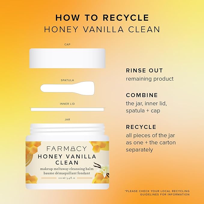 Farmacy Makeup Remover Cleansing Balm - Honey Vanilla Waterproof Makeup Remover & Oil Based Cleanser - Gentle Exfoliating Double Cleanser - Melts From Balm to Milky Lather (100ml)-Velvo Beauty