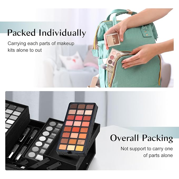 All In One Makeup Kit For Girls, Beginner Makeup Kit For Teens Makeup Kit For Little Girls Full Set Make Up Kit For Women Cosmetic Set 18 Color Eyeshadow Eyeliner Lipgloss Blush Mirror - Green-Velvo Beauty