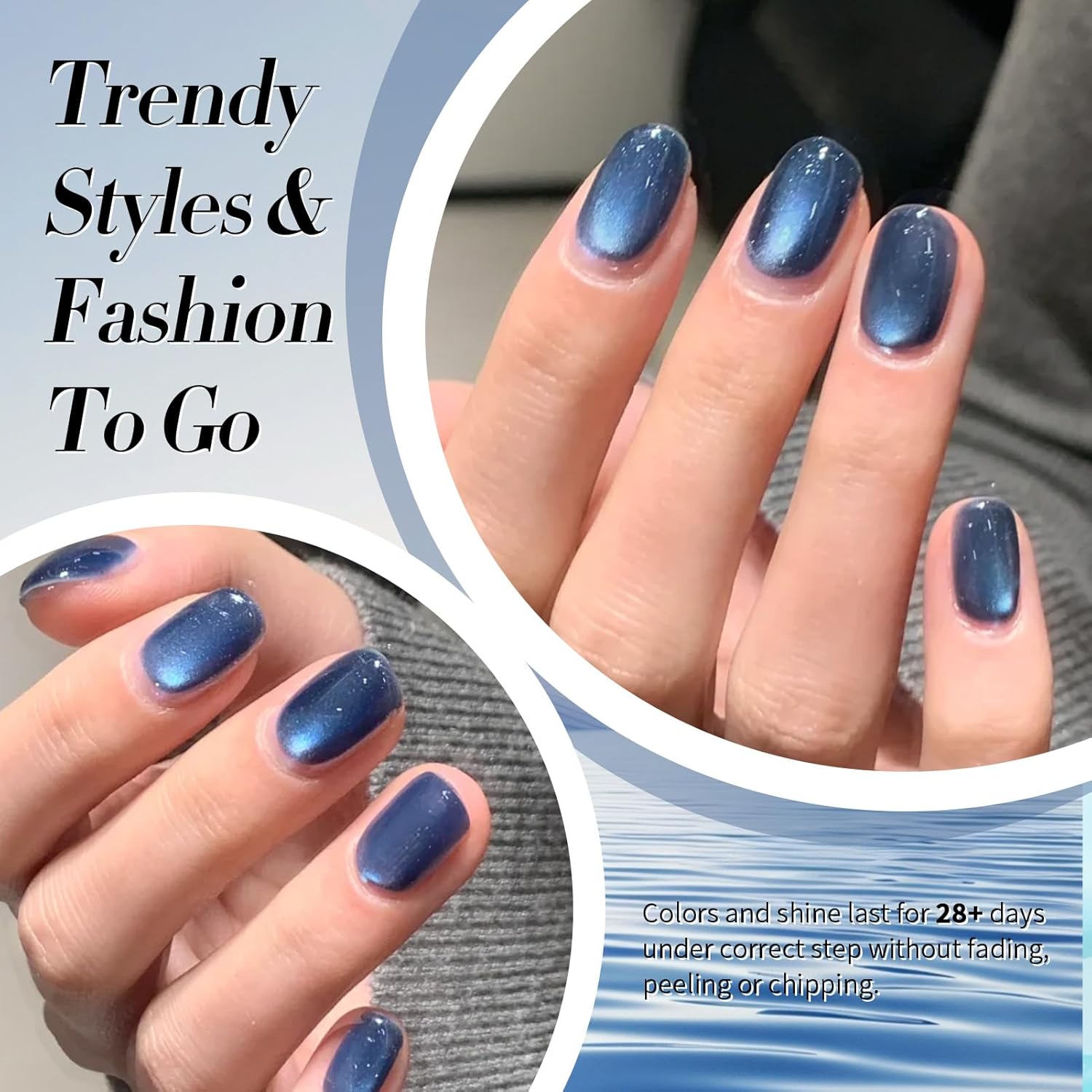 Born Pretty Cat Magnetic Eye Gel Nail Polish,Dark Blue Lover Jelly Glass Magnetic Gel Polish Glitter Soak Off Nail Art Salon Manicure Home Gift 15ml-Velvo Beauty