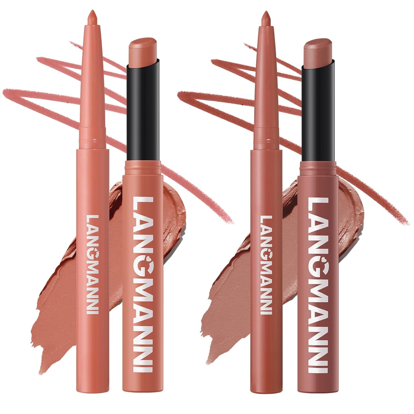 Jolilab 4Pcs Lip Set: 2 Colors Lip Liner+2 Colors Lipstick, Matte/Creamy,Smooth Creamy Texture,Long-Lasting,Bold/Nude Shades for Daily/Party, Vegan, Gift for Makeup Lovers.(#05+06)-Velvo Beauty