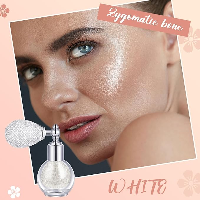 3 Pcs Glitter Spray for Hair and Body, Highlighter Shimmering Spray Powder High Gloss Body Glitter Spray Sparkle Powder for Face Body Cosmetic, Champagne, Pearl White, Bronze Color-Velvo Beauty