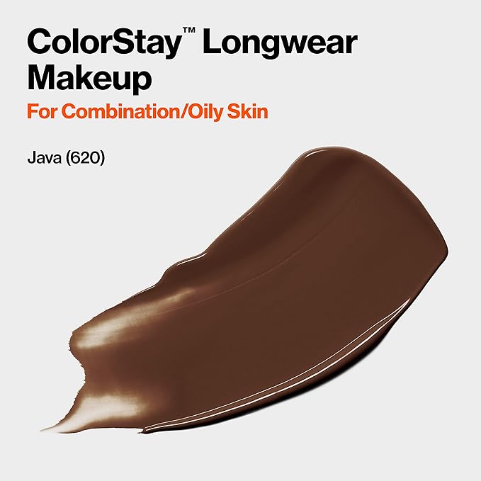 Revlon Liquid Foundation, ColorStay Face Makeup for Combination & Oily Skin, SPF 15, Medium-Full Coverage with Matte Finish, Java (620), 1.0 oz-Velvo Beauty