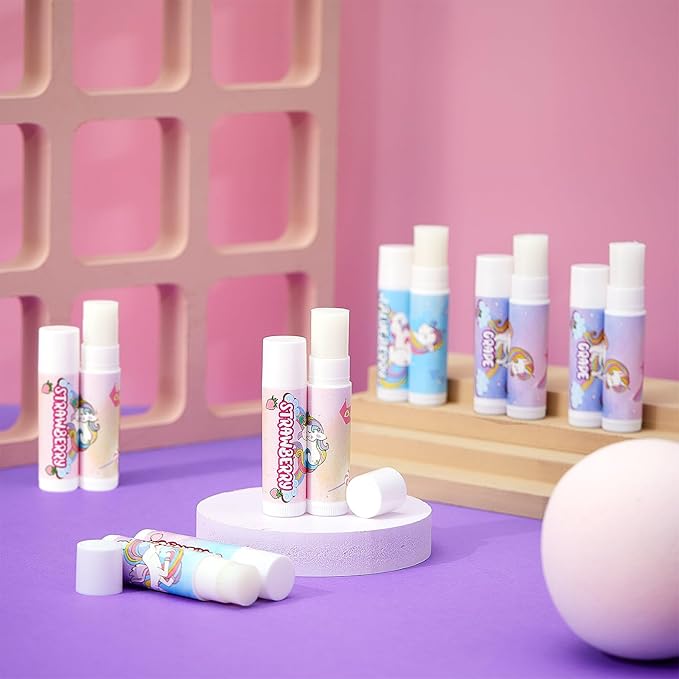 24 Pcs Unicorn Lip Balm Back to School Gift Unicorn Party Favors Lip Balm for Girls Birthday Party Favors Lip Gloss for Kids Gifts for Kids Fruity Favors Unicorn Gift for Cute Girls-Velvo Beauty