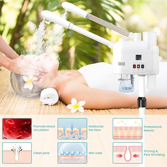face steamer for hot and cold, Face Steamer with More Steam, Adjustable Height for Face Steamer Suitable for Personal Home and Professional Personal Care Places, Moisturizing or Hydrating.-Velvo Beauty