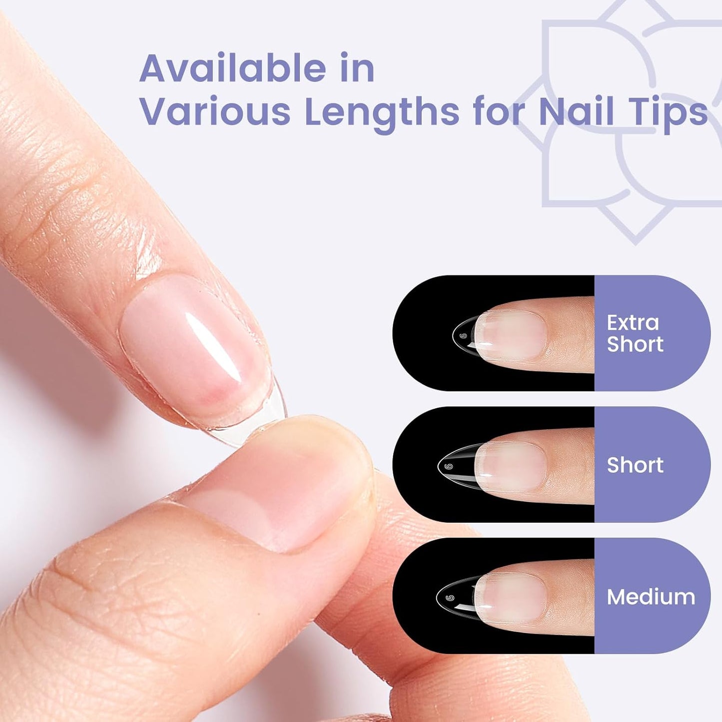 Extra Short Almond Nail Tips: 240Pcs Small Almond Shape Soft Gel Fake Nail Tips for Nail Extension, 12 Sizes Full Cover Clear Press on Nails for Girls for Home DIY Salon-Velvo Beauty