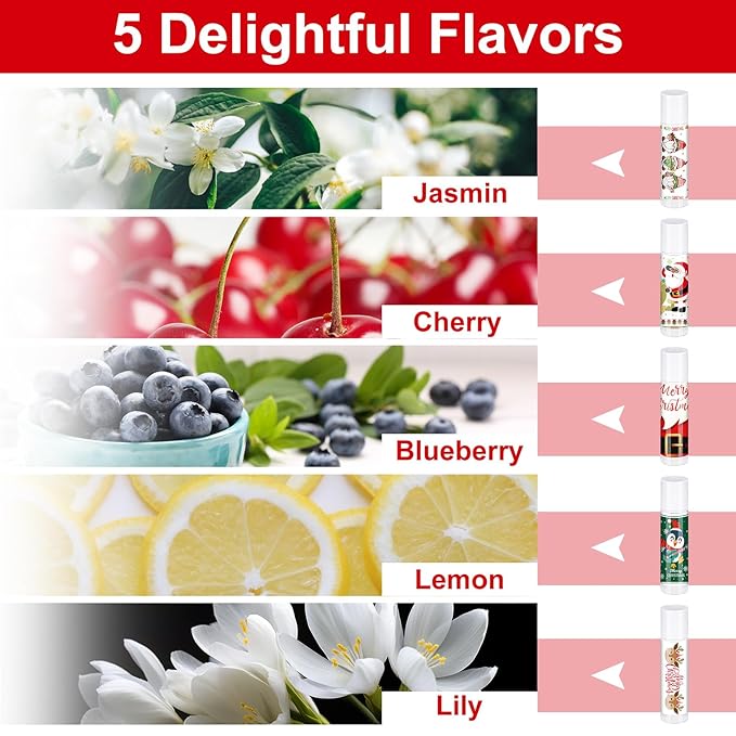 50 Pcs Pink Princess Lip Balm Bulk Pink Girl Lip Care Products Pink Girl Birthday Party Supplies Princess Party Gifts for Kids Women Bachelorette Party Bridal Baby Shower(Classic Christmas Styles)-Velvo Beauty