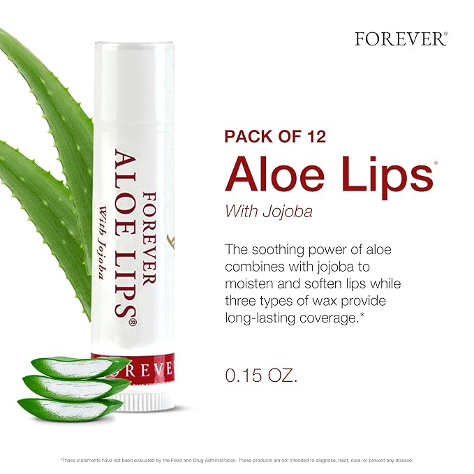 Forever Living - Forever Aloe Lips - Ultimate Lip Care for Any Weather - Moisturizing Lip Balm with Aloe, Jojoba & Beeswax - Vegan - Pack of 12-Velvo Beauty