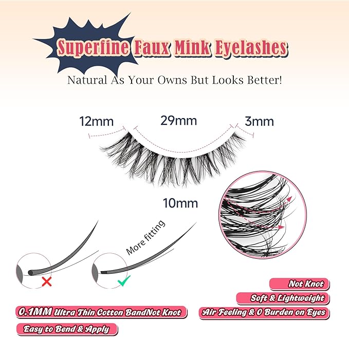 Cat Eyelashes Wispy False Eyelashes Natural 12mm Short Lashes with Thin Band Fake Eyelash 3D Volume Strip Lashes Siligli Eyelash Pack 7 Pair-Velvo Beauty