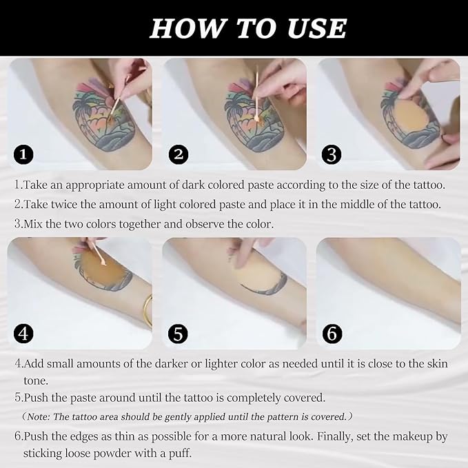 Tattoo Cover Up, Invisible Waterproof Concealer,Long Lasting Professional Skin Makeup Concealer Kit for Body Leg Tattoo, 2 Colors,30gX2-Velvo Beauty