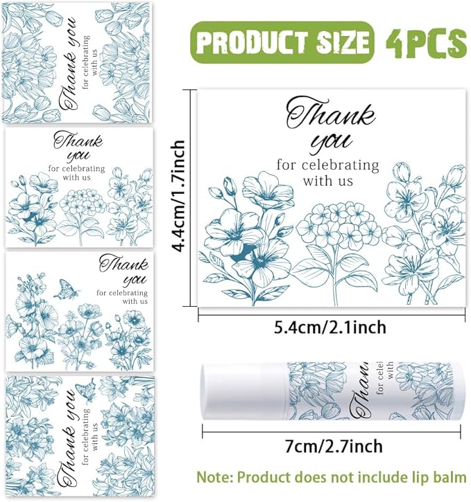 OLYCRAFT 100Pcs Self-Adhesive Lip Balm Tag Stickers 1.7x2.1 inch Waterproof Adhesive Label with Flower Patterns Rectangle Lipstick Tag Sticker for Lip Balm Container Tubes Lipstick Wrapping Decoration-Velvo Beauty