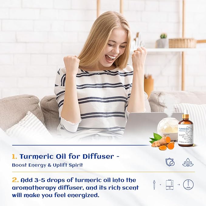 HIQILI 100ML Turmeric Oil for Face Skin Care, Aromatherapy,100% Pure, Use After Dilution- 3.38 Fl Oz-Velvo Beauty