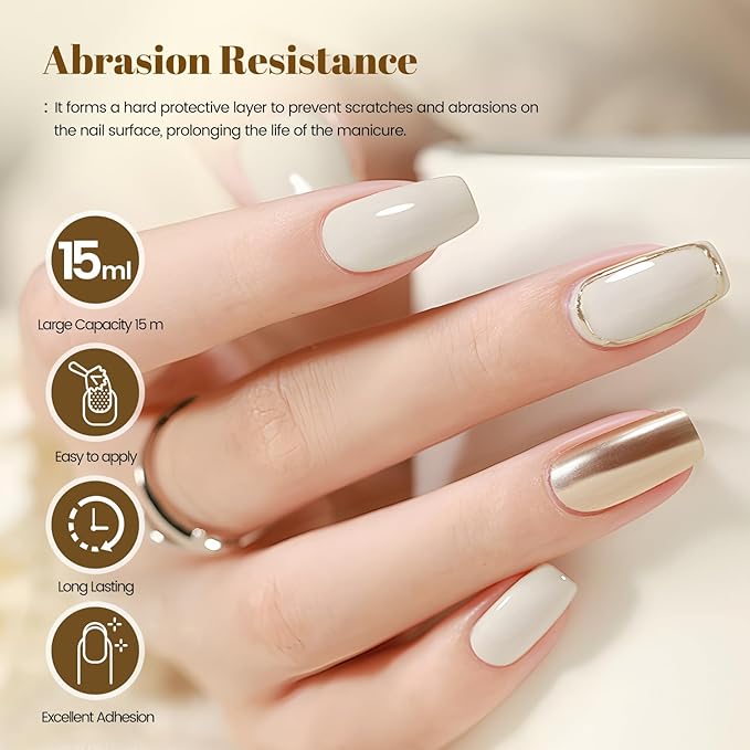 JODSONE 2 Bottles 15ml of Top Coat Gel Polish No Wipe Help Bright Manicure Need Lamp Cured-Velvo Beauty