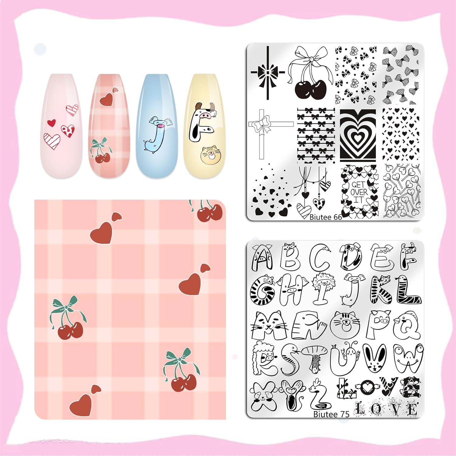 Biutee Nail Stamping Plate 15PCS Nail Stamper Kit Nail Art Stamping Plates Set with Nail Stamper, Scraper & Storage Bag, Nail Stamping Kit Star Bowknot Love Butterfly Leaf Halloween Design Template-Velvo Beauty