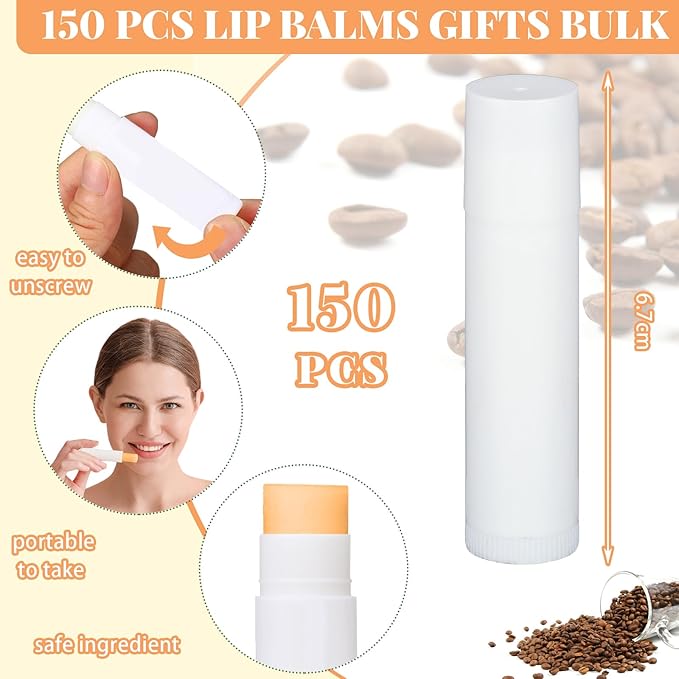 Demissle 150 Pcs Unlabeled Lip Balm Bulk Chapped Stick Blank Mini Lip Balm Gifts Moisturizing Lip Balms Favors for Women Homeless Wedding Bridal Shower Favors Baby Shower Guests Favors(Cocoa Butter)-Velvo Beauty