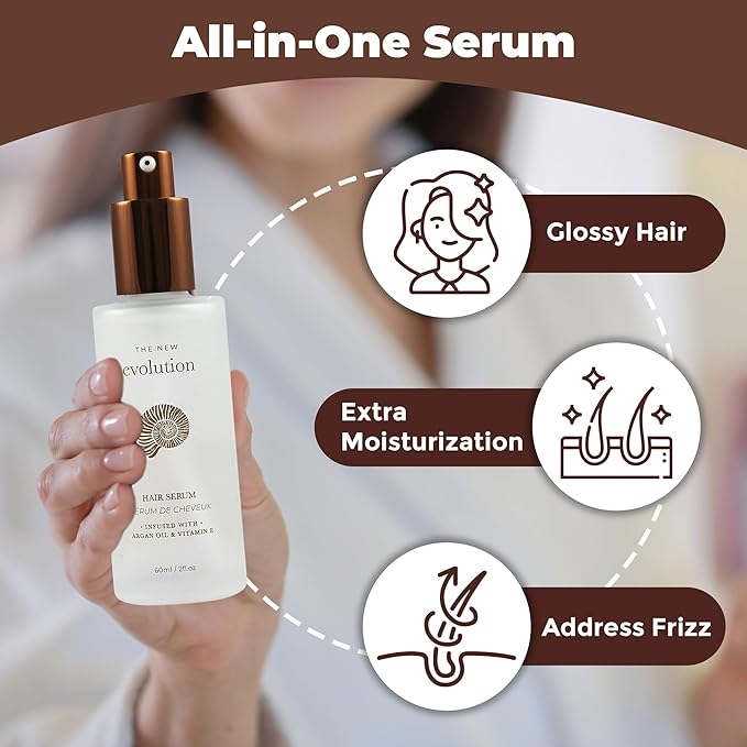 HerStyler Hair Serum - Argan Oil, Vitamin E, and Aloe Vera for Repair, Anti-Frizz for All Hair Textures, Nourishing for Enhanced Shine, Non-Greasy, Suitable for Color Treated Hair-Velvo Beauty