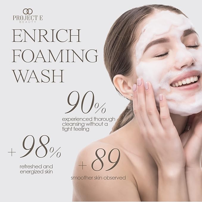 Project E Beauty Enrich Foaming Wash Gentle Cleansing | Moisturizing Daily Face Cleanser | Removes Dirt & Excess Oil | Brightens Skin | Hydrating Formulation | Clear & Smooth Skin | 150ml-Velvo Beauty