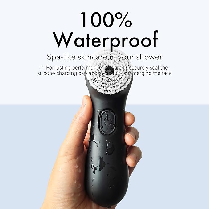 NågraCoola Electric Facial Cleansing Brush – Rechargeable Waterproof Face Scrubber for Women & Men, 2 Brush Heads for Deep Pore Cleansing & Gentle Exfoliation, 3 Speeds, Auto-Timer-Velvo Beauty