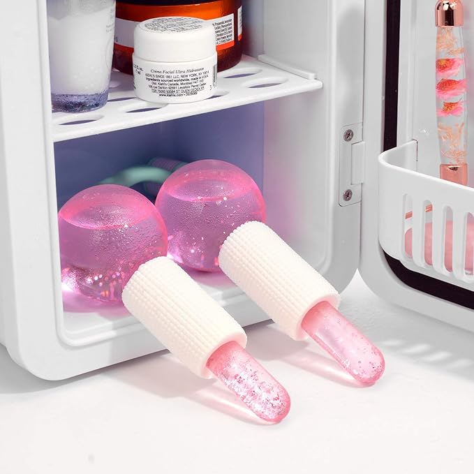 Facial Ice beauty ball- 2PC Globes Pink Facial Roller for Cold or Hot Skin Massagers Globe Durable Quartz Glass for Face and Eye Rollers Reduce Puffiness-Velvo Beauty