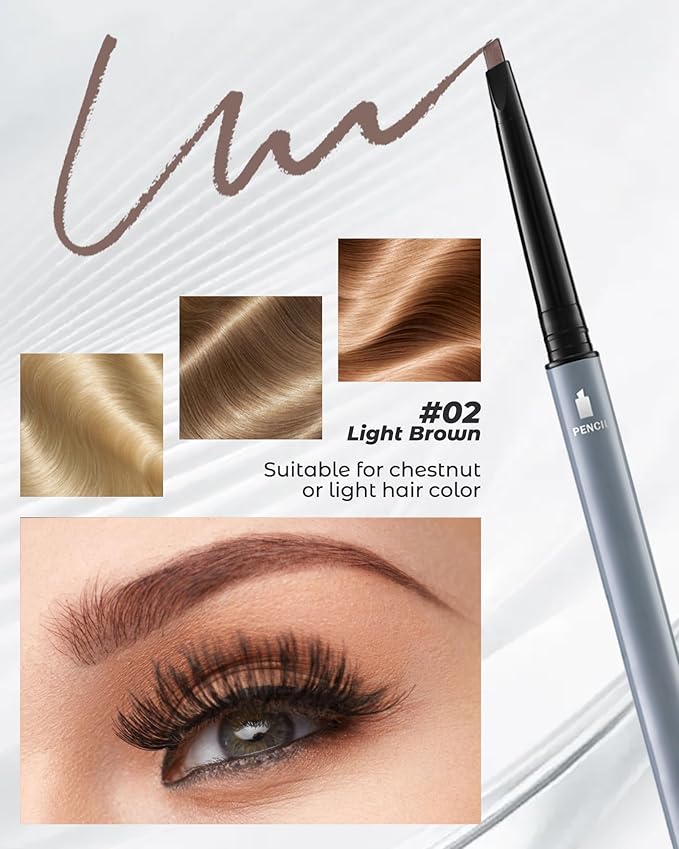 6Pcs Microblading Eyebrow Pencils Light Brown Waterproof Eye Brow Pencil w/Eye Brow Razor & Scissors Kit 0.5mm Ultra-Fine Tip Creates Hair-Like Strokes for Women Effortless Natural Brows-Velvo Beauty