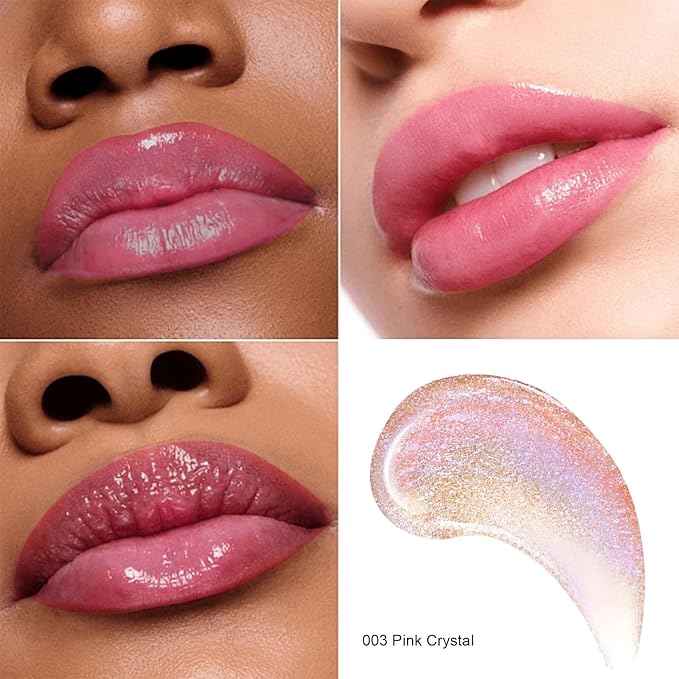 pH Lip Balm, Color Changing Lipstick and Tinted Lip Balm Chapstick, Vegan & Cruelty Free Glitter Lipstick Lip Gloss, Hydrate & Nourish with JOJOBA and MEADOWFOAM SEED OIL, #003 Pink Crystal-Velvo Beauty