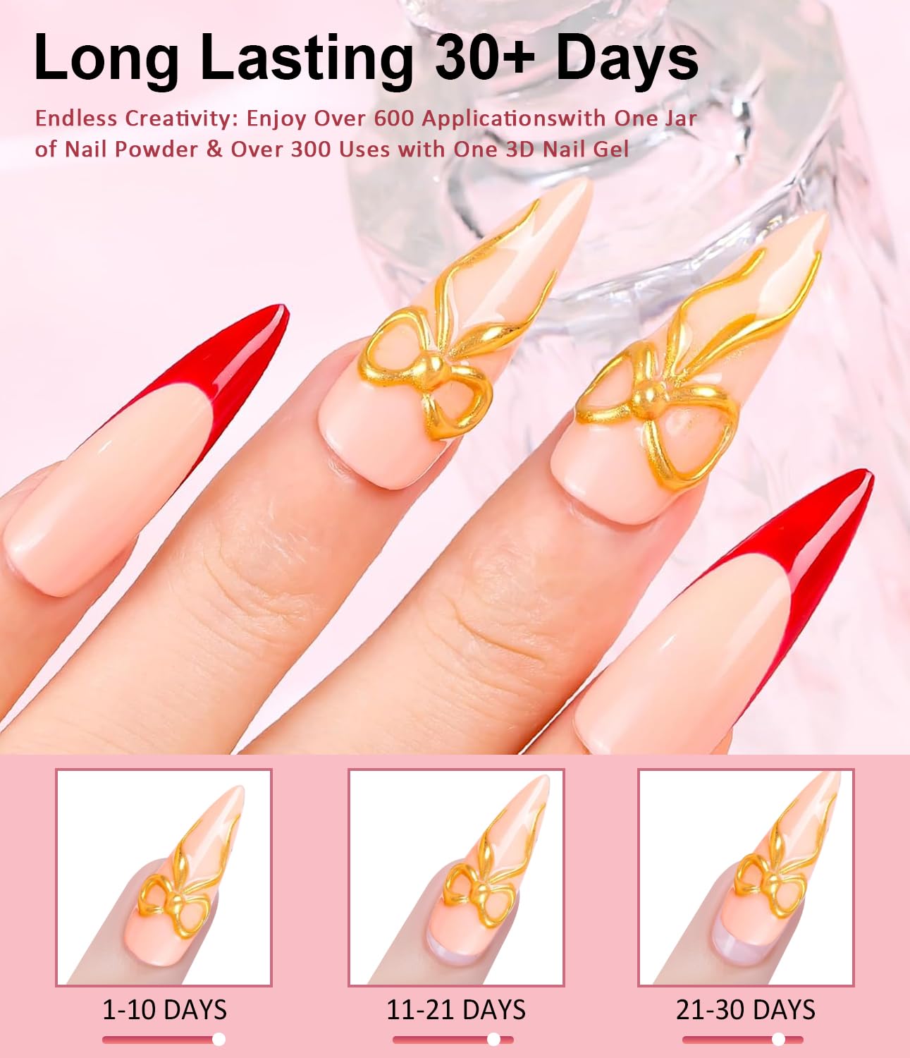 3D Nail Gel Art BISHENGYF - 15g Sculpting Gel Nail Glue with Gold White Chrome Nail Powder for Nail Art Non-Sticky Hand Hard Gel Carving Gel for Chrome Powder for Art Home DIY-Velvo Beauty