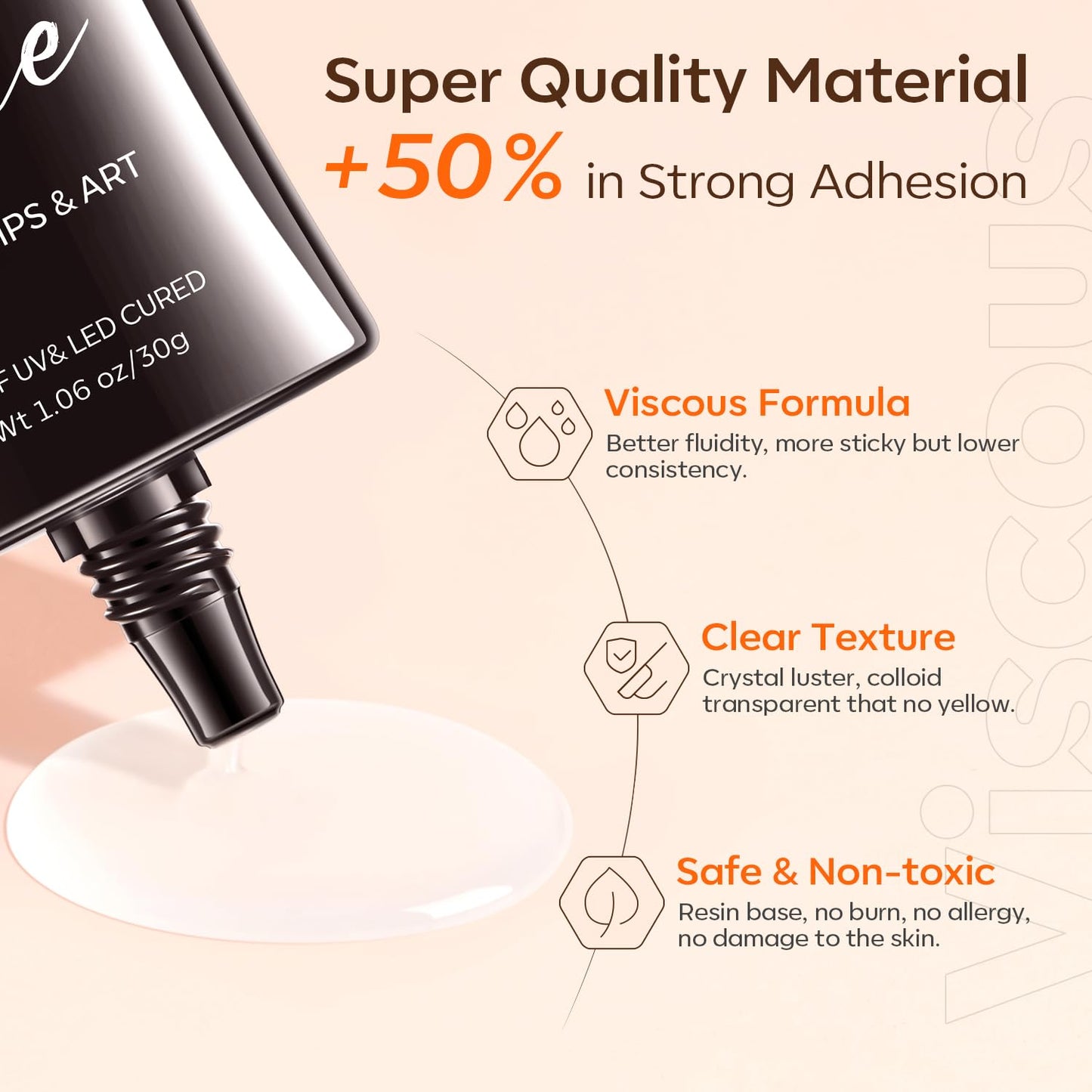 Modelones Manicure Tables Supports Growth 4-in-1 Rhinestone Glue - Super Strong for Press On Nails, Gems, Charms & Rhinestones, No Wipe Nail Art Glue, 30g Cured Needed-Velvo Beauty