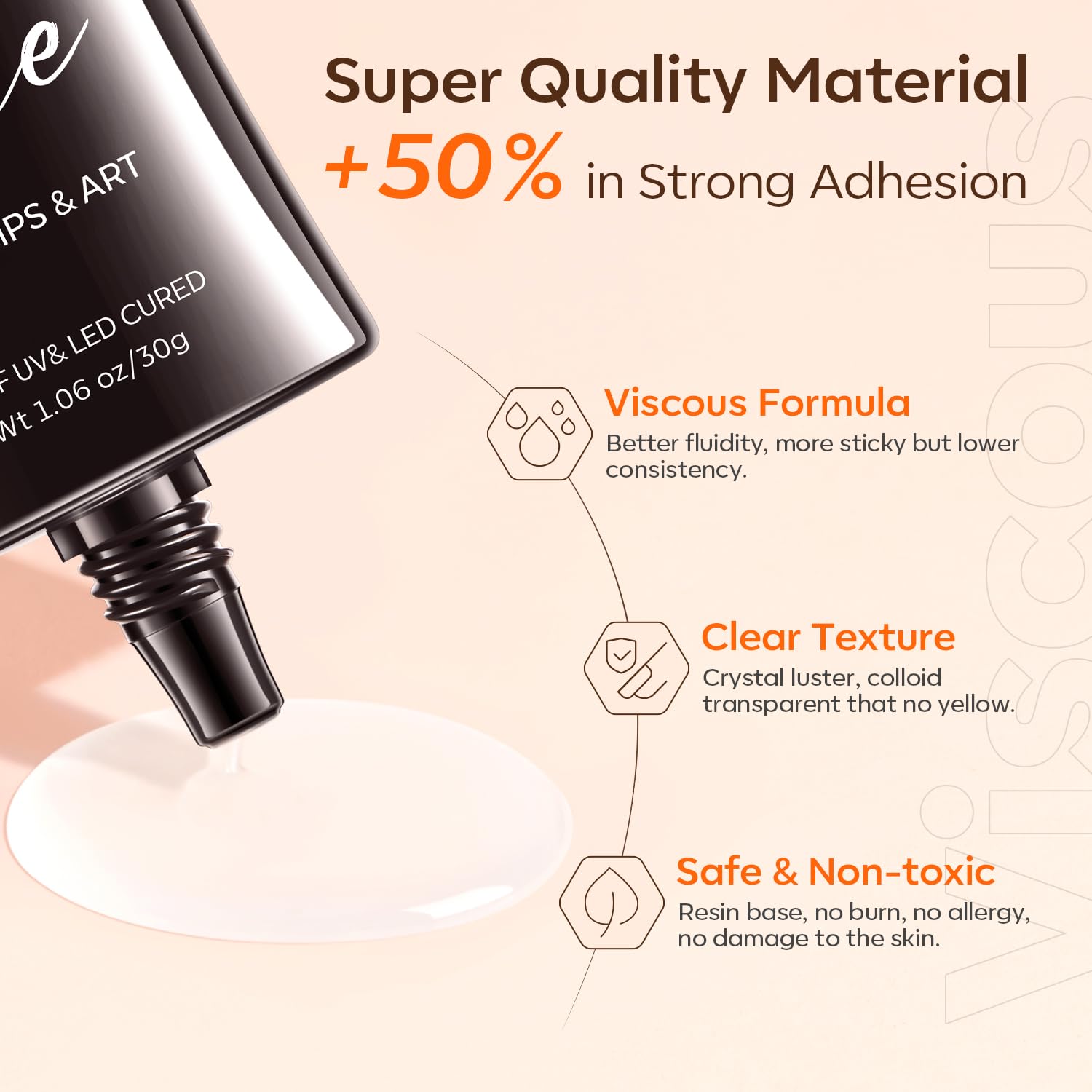 Modelones Manicure Tables Supports Growth 4-in-1 Rhinestone Glue - Super Strong for Press On Nails, Gems, Charms & Rhinestones, No Wipe Nail Art Glue, 30g Cured Needed-Velvo Beauty